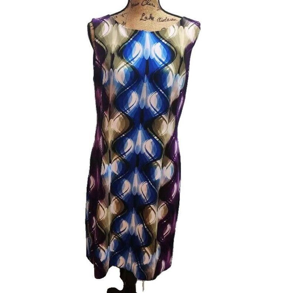 Vintage Connected Apparel Womens Size 12 Dress Colorful Sleeveless Purple Blue